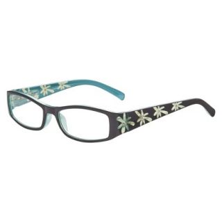 ICU Blue Etched Floral Rhinestones Reading Glasses with Case   +2.0