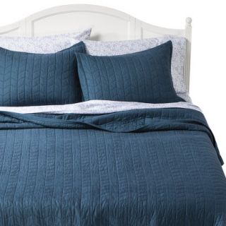 Threshold Vintage Washed Solid Quilt   Blue (Queen)