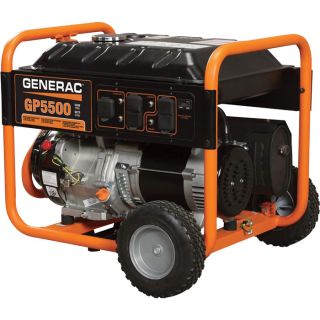 Generac GP5500 Portable Generator   389cc OHV, 6875 Surge Watts, 5500 Rated