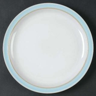 Denby Langley Blue Linen Salad Plate, Fine China Dinnerware   Blue Rim, White Ce