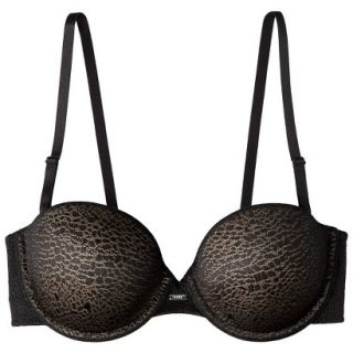 Self Expressions Womens i fit Animal Mesh Strapless Bra, 34D   Black with Body