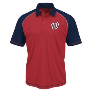 MLB Mens Washington Nationals Synthetic Polo T Shirt   Red/Navy (M)