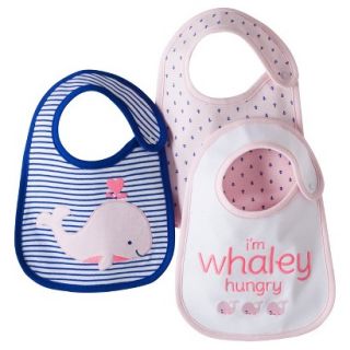 Just One YouMade by Carters Newborn Girls 3 Pack Whale Bib Set   Pink/Blue