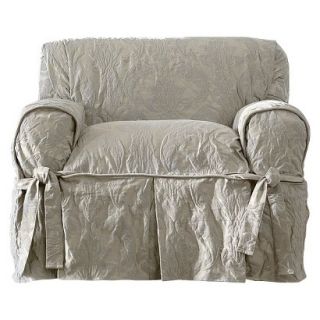 Sure Fit Matelasse Damask Chair Slipcover   Linen