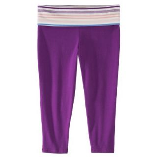 Mossimo Supply Co. Juniors Capri Yoga Pant   Purple with Striped Waistband S