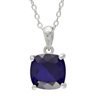 3 CT. T.W. Blue Sapphire Solitaire Silver Pendant with Chain   Silver