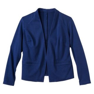 Merona Womens Plus Size Ponte Collarless Jacket   Blue 4