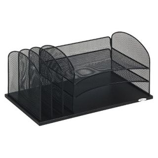 Safco Steel Mesh Desk Organizer with Six Sections   Black
