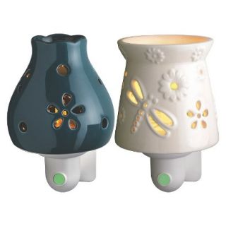 Wax Free Night Lights Set 2 Extra Fragrance Disks included   Teal and Cream