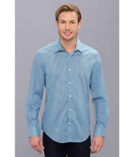Perry Ellis Long Sleeve Geo Print Shirt Mens Long Sleeve Button Up (Blue)