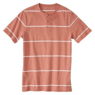 Merona Mens Slub Henley Shirt   Apricot Stripe L