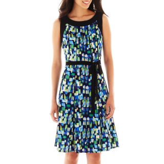 Sleeveless Print Dress   Petite, Green/Blue