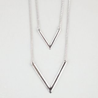2 Row Arrow Pendant Necklace Silver One Size For Women 240283140