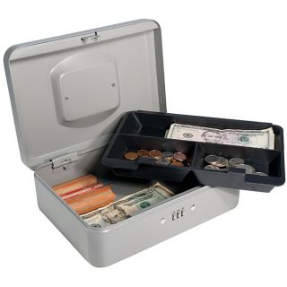 Barska 10 inch Gray Steel Cash Box With Combination Lock And Tray