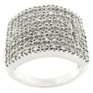 Sterling Silver Pave Cubic Zirconia Rectangle Maze Ring   7