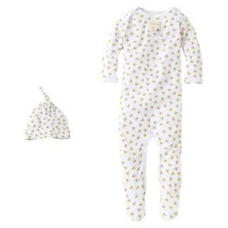 Burts Bees Baby Newborn Neutral Print Coverall and Hat   Cloud 6 9 M