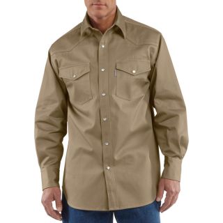 Carhartt Ironwood Snap Front Twill Work Shirt   Khaki, 3XL, Model S209