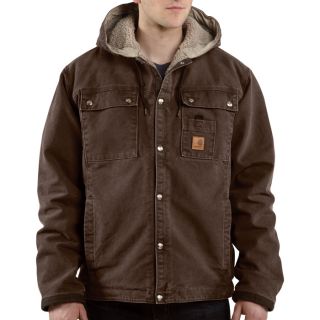 Carhartt Sandstone Hooded Multi Pocket Sherpa Lined Jacket   Firewood, 3XL,