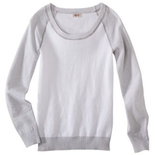 Mossimo Supply Co. Juniors Scoop Neck Sweater   Fresh White/Millstone Gray S(3 