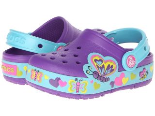 Crocs Kids CrocsLights Lighted Butterfly Clog Girls Shoes (Purple)