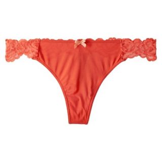 Gilligan & OMalley Womens Micro With Lace Back Thong   Melon XL