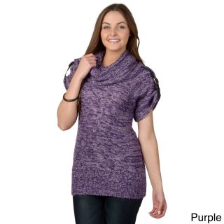 Journee Collection Journee Collection Juniors Short sleeve Cowl Necktunic Sweater Purple Size S (4  6)