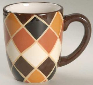 Contempo Mug, Fine China Dinnerware   Brown&Tan,Circles,Diamonds&Waves