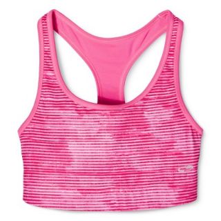 C9 by Champion Womens Reversible Stripe Compression Racer Bra   Pinksicle S