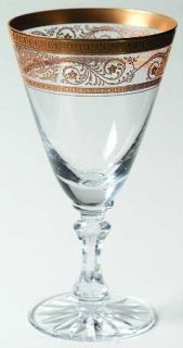 Unknown Crystal Unk2905 Wine Glass   Clear,Gold Encrusted Scrolls&Flowers