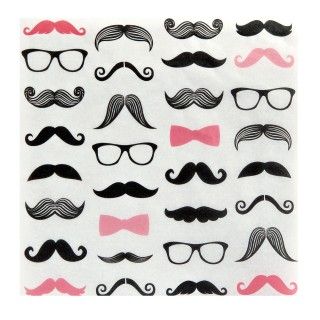 Pink Mustache Lunch Napkins (20)
