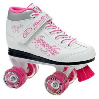 Lake Placid White/Pink Sparkles Girls Lighted Wheel Skate   3.0