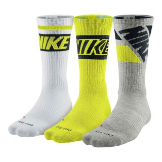 Nike 3 pk. Dri FIT Crew Socks Big and Tall, Yellow/Black/White, Mens