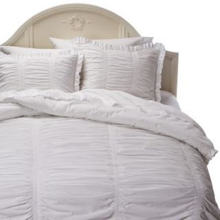 Simply Shabby Chic Rouched Comforter Set   White (Full/Queen)