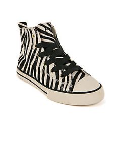 Ralph Lauren Girls Sag Harbour Zebra Haircalf High Top Sneakers   Black White