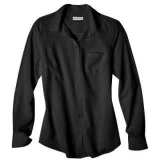 Merona Womens Plus Size Long Sleeve Button Down Shirt   Black 4