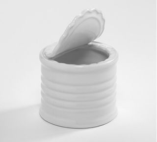 American Metalcraft 7 oz Mini Tin Can with Lid   White Ceramic