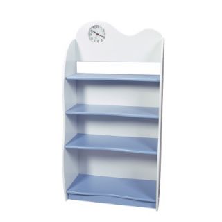 Kids Shelving Unit Childrens Blue and White Scalloped Bookcase with Clock