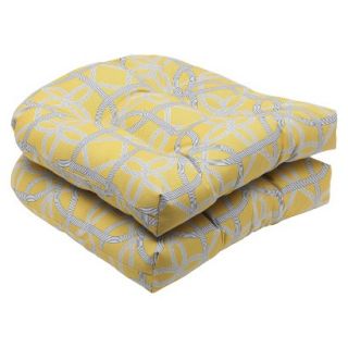 Outdoor 2 Piece Wicker Seat Cushion Set   Yellow/Gray Keene