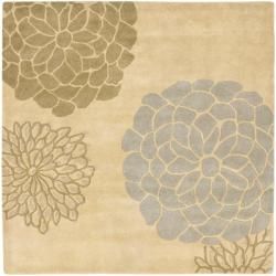 Handmade Soho Bontanical Beige New Zealand Wool Rug (6 Square)