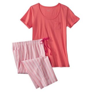 Gilligan & OMalley Womens Tee Shirt/Crop PJ Set   Fresh Melon Stripe M