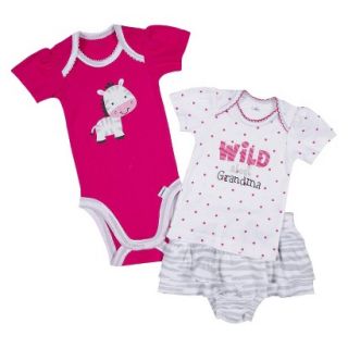 Gerber Newborn Girls 3 Piece Zebra Skirt Set   Pink/Grey 6 9 M