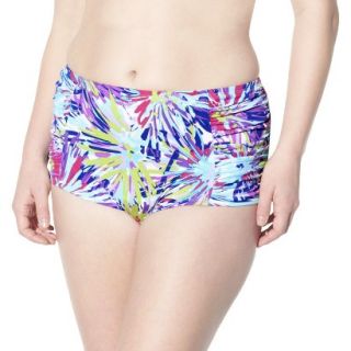 Womens Plus Size High Waist Swim Shorts   Mint Green/Multicolor 16W