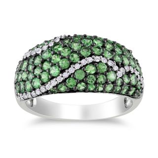 Genuine Tsavorite & Diamond Ring, Womens