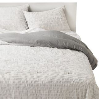 Room Essentials Printed X Seersucker Comforter Set   Silver Gray (Twin XL)