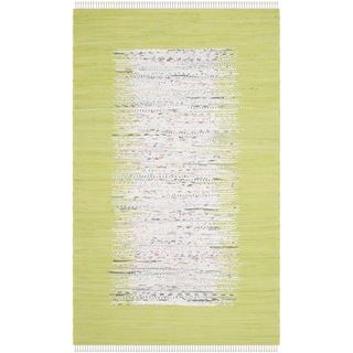 Safavieh Hand woven Montauk Ivory/ Teal Cotton Rug (5 X 8)