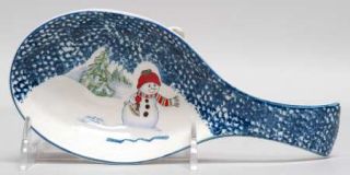 Thomson Snowman Spoon Rest/Holder (Holds 1 Spoon), Fine China Dinnerware   Blue