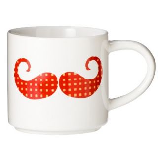 Room Essentials Patterned Mustache Ceramic Coffee Mug Set of 2   Red