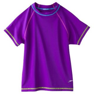 Speedo Girls Short Sleeve Rashguard   Purple L