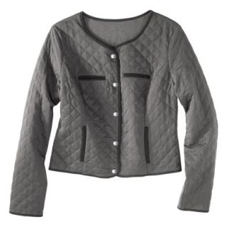Merona Womens Quilted Bomber Jacket   Molten Lead/Black   XL