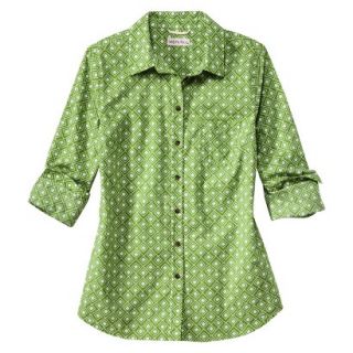 Merona Womens Favorite Button Down Shirt   Lawn   Green Print   XS